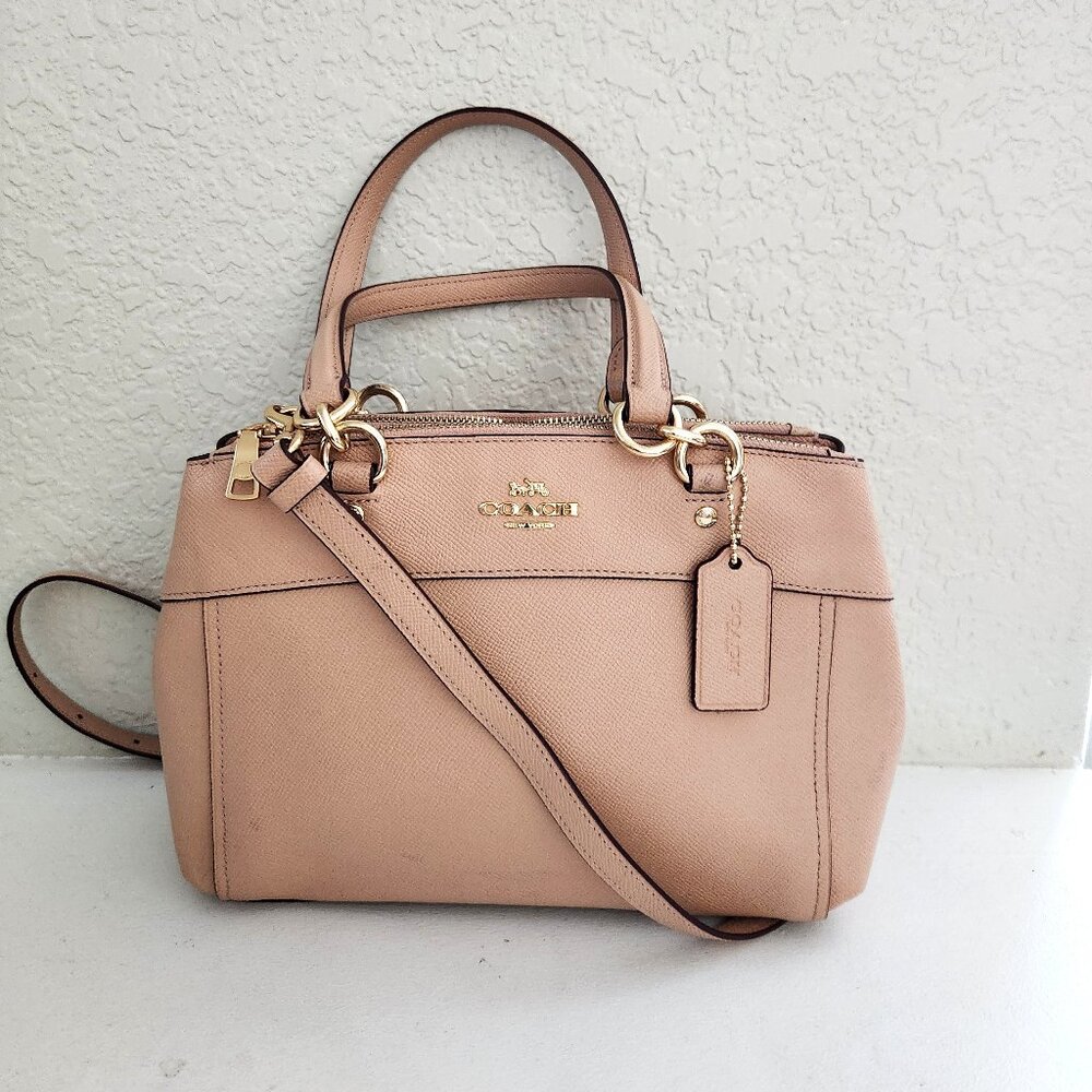 Like New Coach Mini Brooke Blush Leather Shoulder Bag Purse